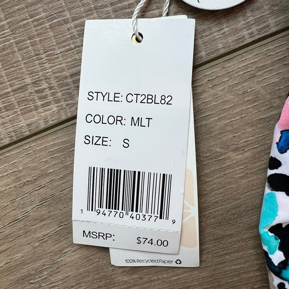 Citrus Bikini Top Reversible Womens Small Multicolor Animal Print CT2BL82 NWT - Picture 8 of 11
